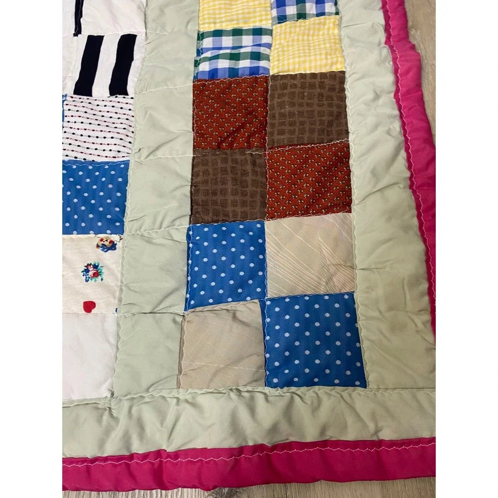 Vintage Ball Doll Patchwork Quilt Blanket Frances Grimett Handmade Pink Multi